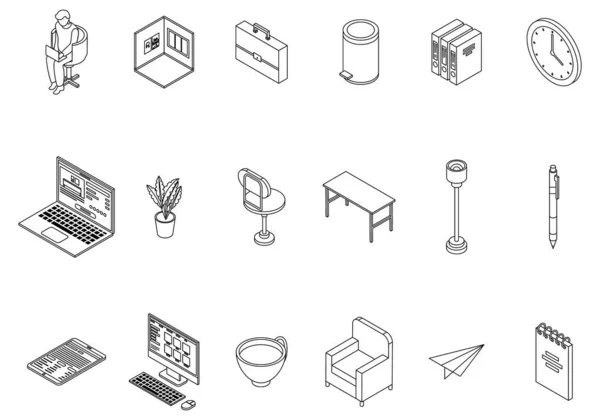 Home Office Icons Gesetzt Isometrisches Set Von Vektor Symbolen Für — Stockvektor
