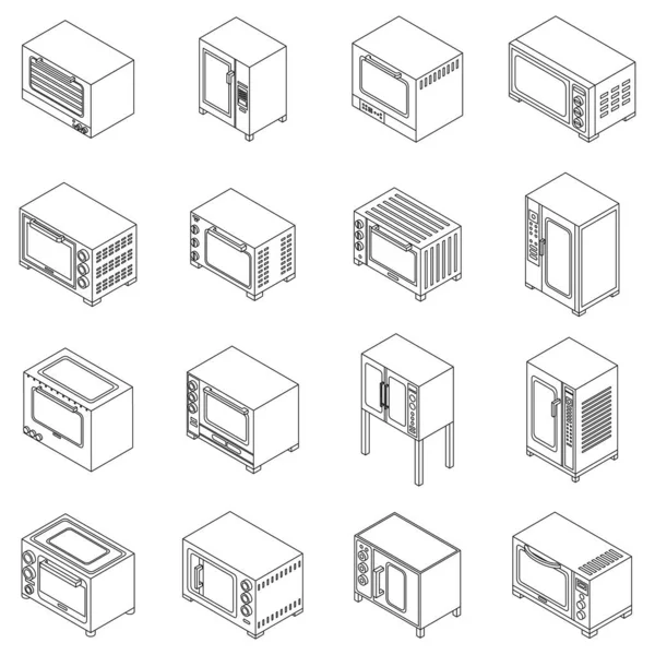 Set Icone Forno Convezione Set Isometrico Icone Vettoriali Forno Convezione — Vettoriale Stock