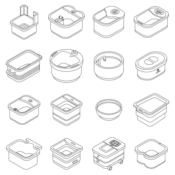Εικονίδια Μπάνιου Ποδιών Έτοιμα Ισομετρική Σειρά Διανυσματικών Εικονιδίων Λουτρού Ποδιών — Διανυσματικό Αρχείο