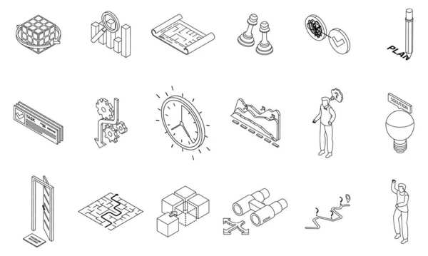 Problem Solving Icons Set Isometric Set Problem Solving Vector Icons — Stock Vector