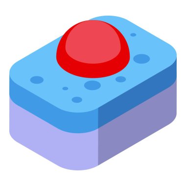 Deterjan sünger ikon izometrik vektörü. Sıvı şişe. Tabak plastiği