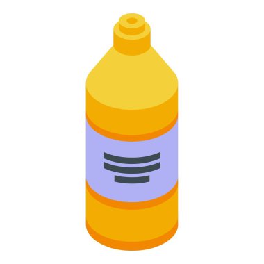 Deterjan şişe ikonu izometrik vektörü. Tabak ürünü. Kimyasal yıkama