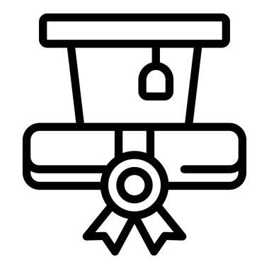 Etkisiz mezuniyet simgesi ana hatları vektörü. Okul eğitimi. Sınıf öğrenimi