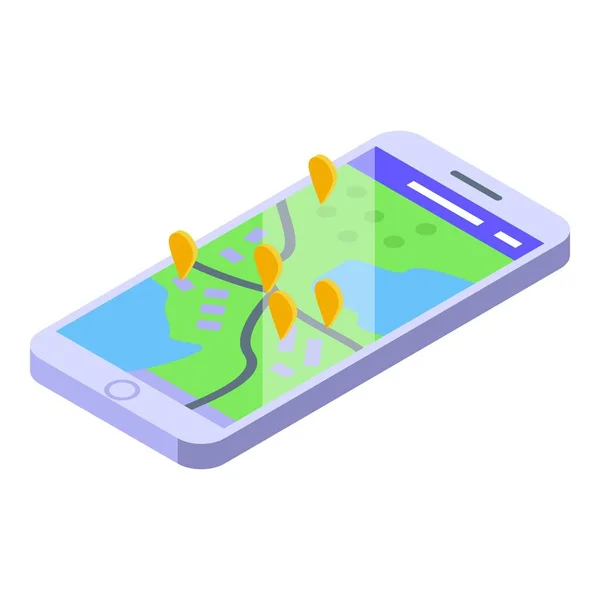 Ikona Cestovní Mapy Smartphone Izometrický Vektor Globální Cestovní Ruch Nové — Stockový vektor
