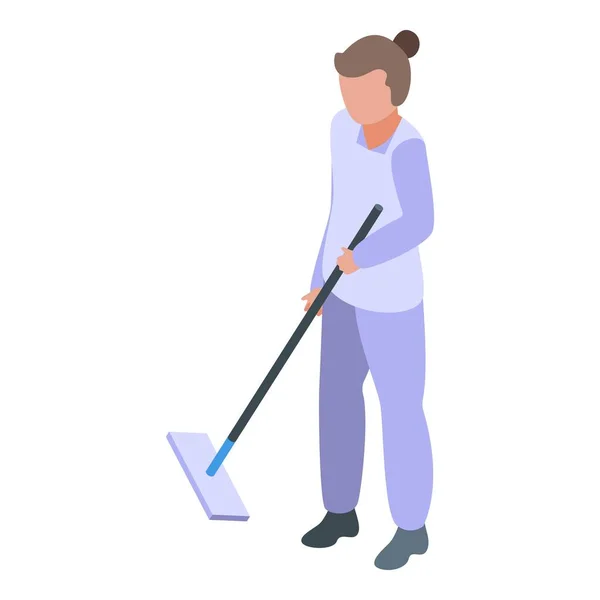 stock vector Household mop clean icon isometric vector. Staff character. Cleaning service