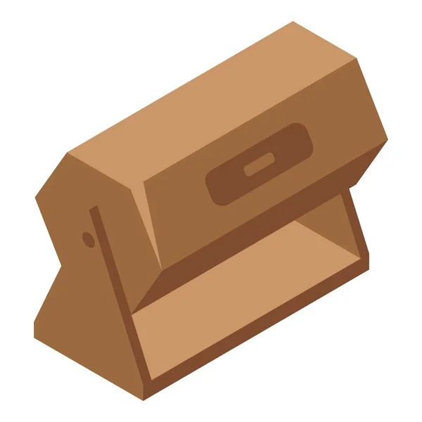 Holz Gewinnspiel Symbol Isometrischen Vektor Box Spiel Losgeschenk — Stockvektor