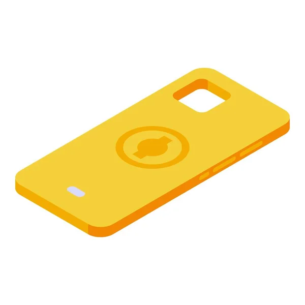 Żółty Wektor Izometryczny Ikony Twardego Przypadku Mobilna Osłona Szkło Inteligentne — Wektor stockowy