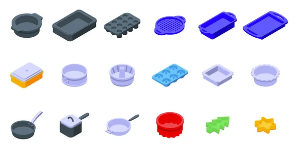 Bakeware Icons Set Isometric Vector Mould Silicon Mold Baking — Stock Vector