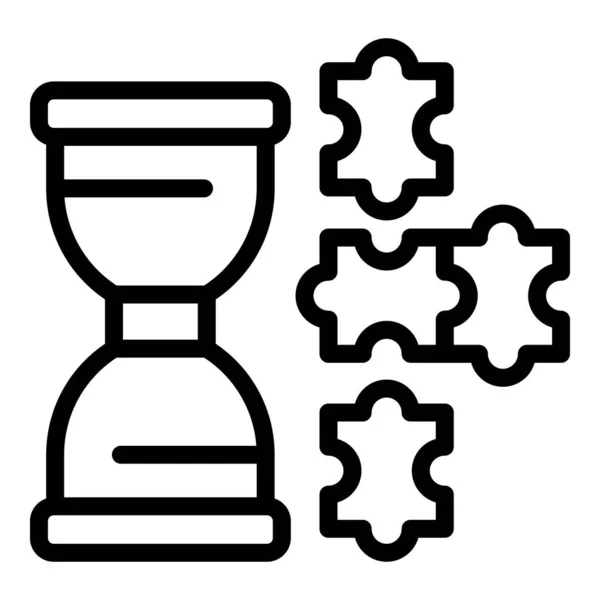 Puzzle Hourglass Icon Outline Vector Learn Kid Social Study — Stock Vector