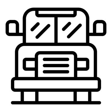 Okul otobüsü ikonu ana hatları vektörü. Engelli eğitimi. Çocuk öğrenme