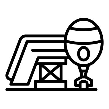 Kalkış uçağı merdiven ikonu ana hat vektörü. Seyahat servisi. İş uçuşu