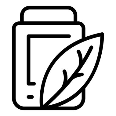 Bitki tozu ikonu ana hatları vektörü. Tıbbî beslenme. Yemekler organik