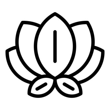 Lotus çiçeği ikonu ana hat vektörü. Doğal yağ. Diyet yemek.