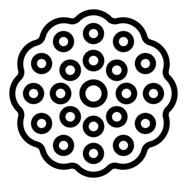 Tekerlekli bisküvi ikonu ana hat vektörü. Şeker taneleri. Kraker.