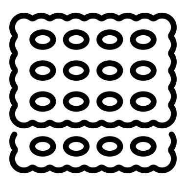 Geleneksel bisküvi ikonu ana hatları vektörü. Kek karesi. Kraker.