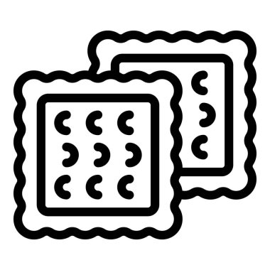 Sağlıklı abur cubur ikonu ana hatları vektörü. Yemek bisküvisi. Kurabiye.