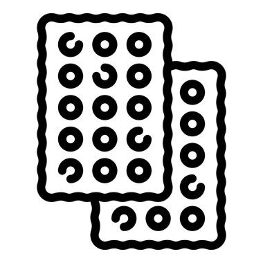 Besin bisküvi ikonu ana hatları vektörü. Atıştırmalık kraker. Sağlıklı kek.