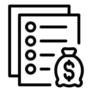 Para çantası ikonu taslak vektörü. Başlangıç fikri. Yaratıcı hizmet