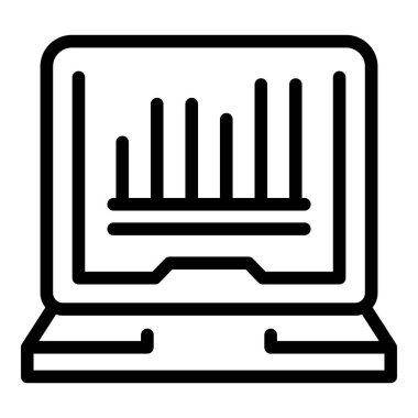 Dizüstü bilgisayarın başarı simgesi ana hat vektörü. Girişim işi. Finans yaratıcı