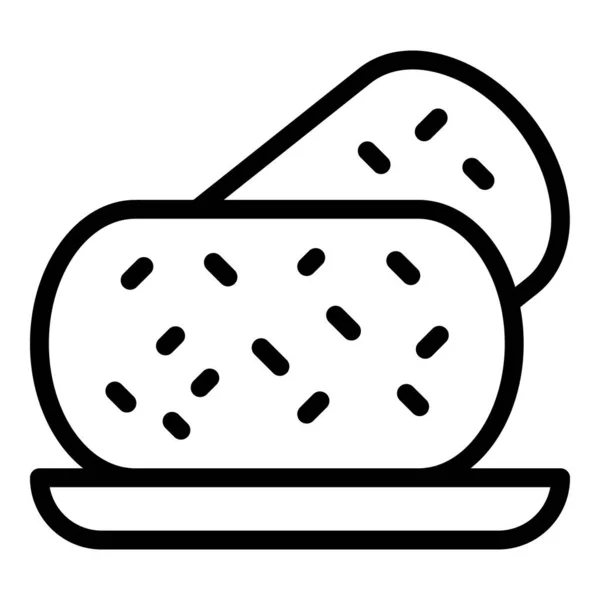 Croquette Viande Icône Contour Vecteur Pomme Terre Frite Tempura Porc — Image vectorielle