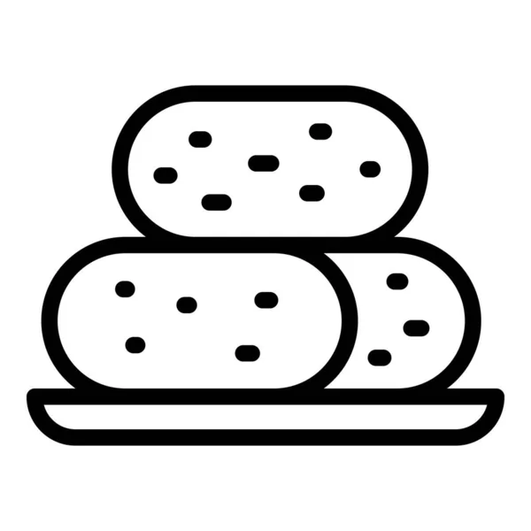 Κρωκέτα Γεύματος Διάνυσμα Περίγραμμα Εικονίδιο Ολλανδική Πατάτα Κρέας Tempura — Διανυσματικό Αρχείο