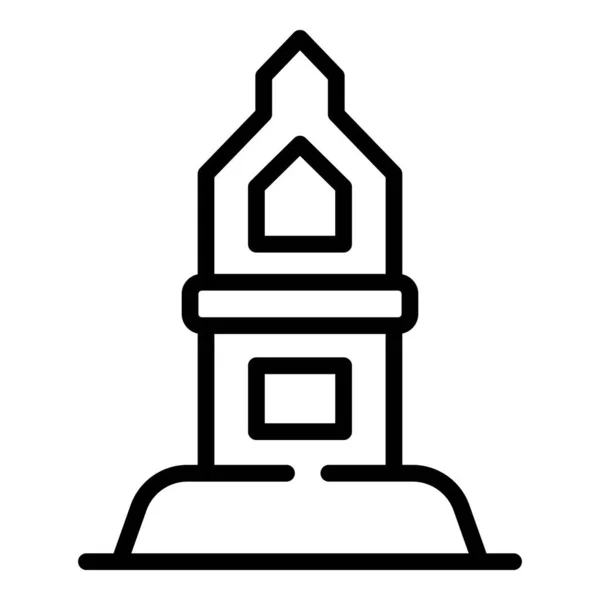 Malte Phare Icône Contour Vecteur Skyline Européenne Emblème Pays — Image vectorielle
