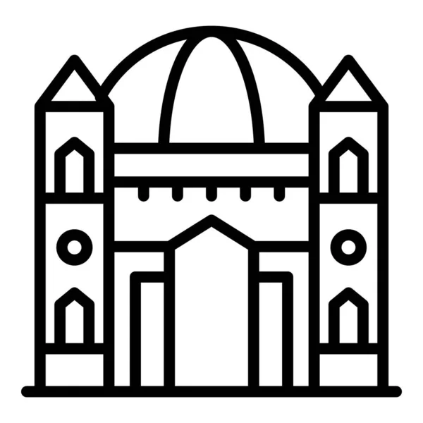 Ícone Igreja Católica Contorno Vetor Landmark Malta País Emblema — Vetor de Stock