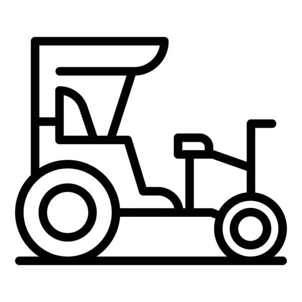 Asya Tekerlekli Ikon Ana Hatları Vektörü Eski Trishaw Hint Bisikleti — Stok Vektör