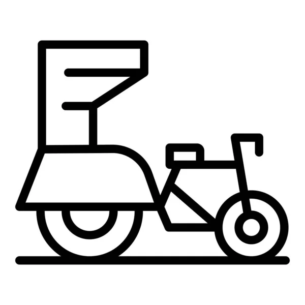 Myanmar Trishaw Icône Contour Vecteur Vieux Vélo Asiatique Voiture — Image vectorielle