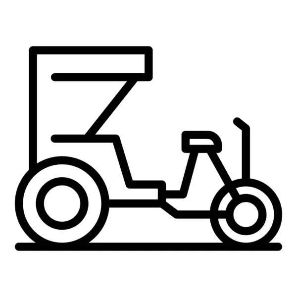 Ciclo Trishaw Icono Contorno Vector Una Bicicleta Vieja Rickshaw Indio — Archivo Imágenes Vectoriales