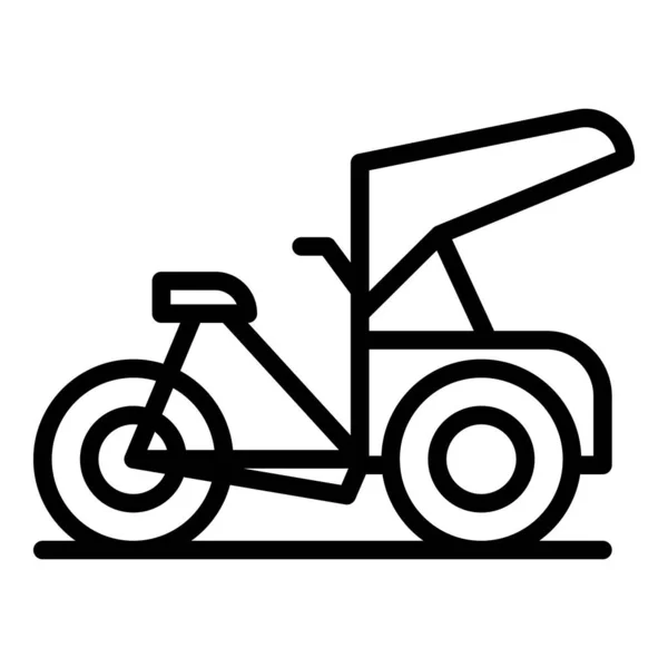 Chinese Trishaw Icon Outline Vector Old Bike Rickshaw Car — Stock Vector