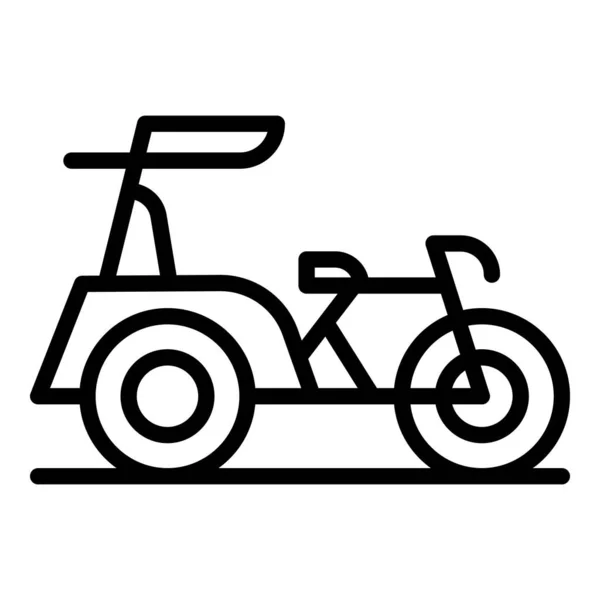 Transporte Trishaw Icono Contorno Vector Bicicleta India Tuk Antiguo — Vector de stock