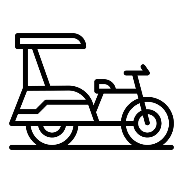 Transporte Triciclo Icono Contorno Vector Viejo Trishaw Bicicleta India — Vector de stock