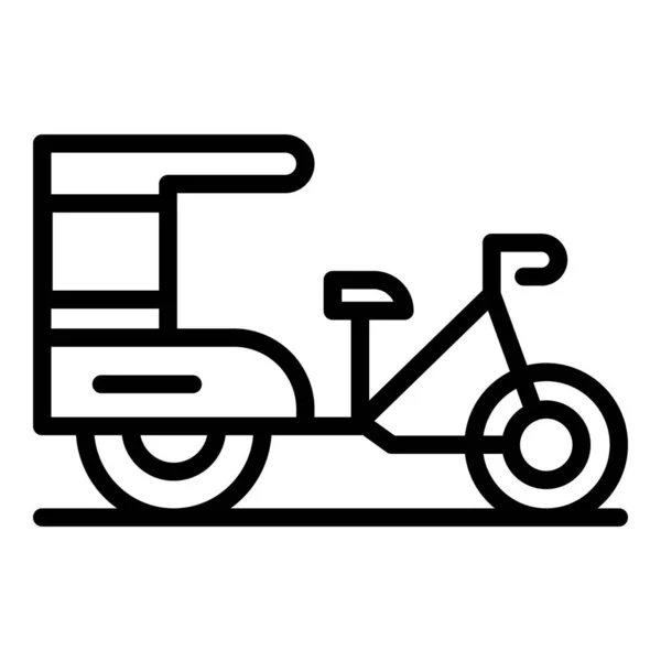 Auto Trishaw Zarys Ikony Wektor Indyjska Riksza Rower Azjatycki — Wektor stockowy