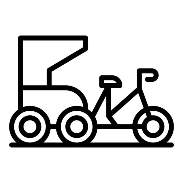 Indonesia Trishaw Icon Outline Vector Old Bike Asian Car — Stock Vector