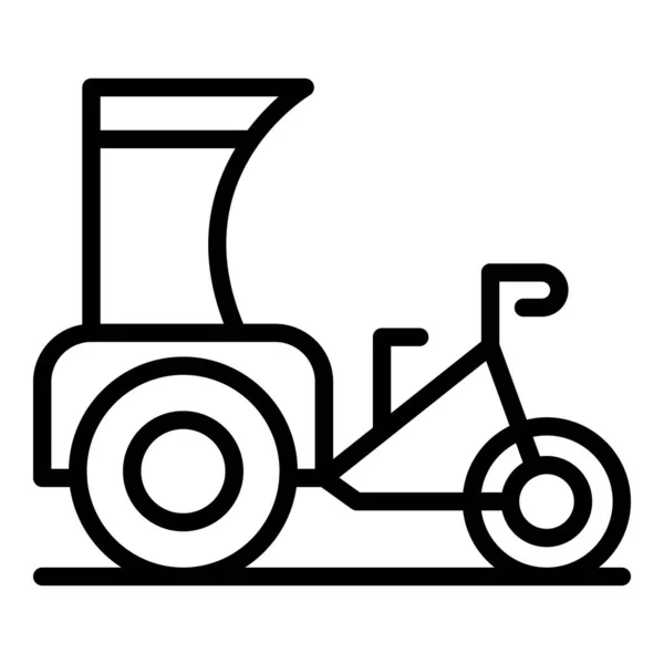 Tuktuk Simgesi Ana Hat Vektörü Trishaw Bisikleti Tekerlekli Hint Bisikleti — Stok Vektör