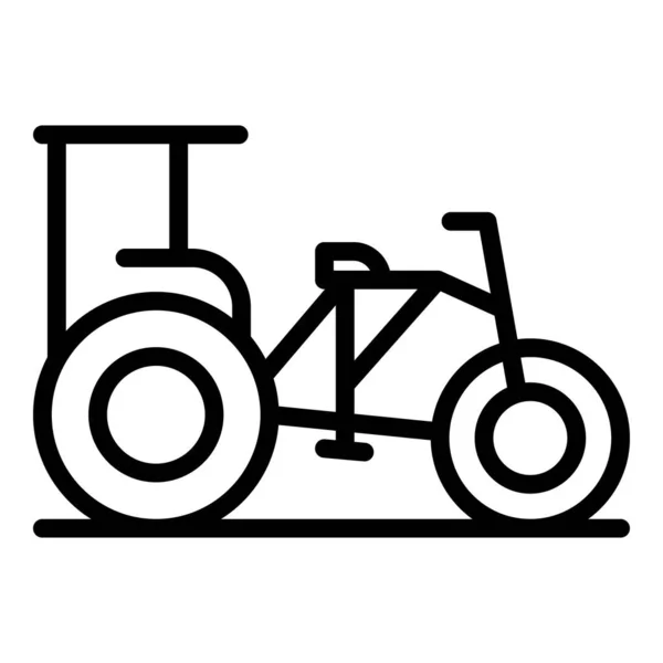 印度三轮车图标轮廓矢量 亚洲自行车 亚洲蛤蟆 — 图库矢量图片