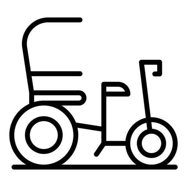 Vieux Tricycle Icône Contour Vecteur Vélo Indien Asiatique Voiture — Image vectorielle