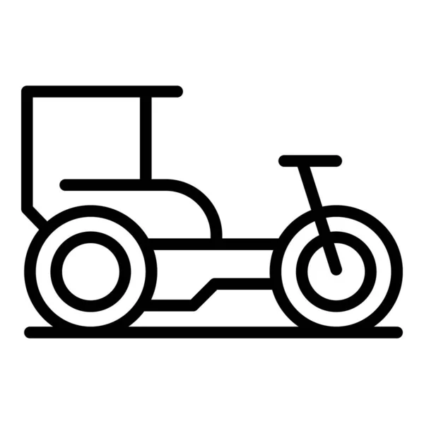 Ícone Triciclo Vetor Contorno Bicicleta Velha Rickshaw Tuk — Vetor de Stock