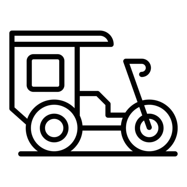 Rickshaw Icon Outline Vector Trishaw Bike Old Tricycle — Stock Vector