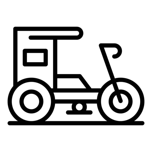 Ícone Trishaw Vetor Contorno Rickshaw Velho Bicicleta Indiana — Vetor de Stock