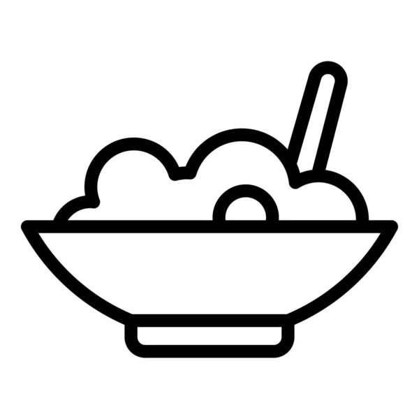 Ícone Salada Orgânica Contorno Vetor Refeição Natural Energia Cozinha — Vetor de Stock