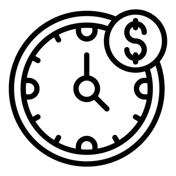 Time Money Icon Outline Vector Idea Startup Creative Work — Stock Vector
