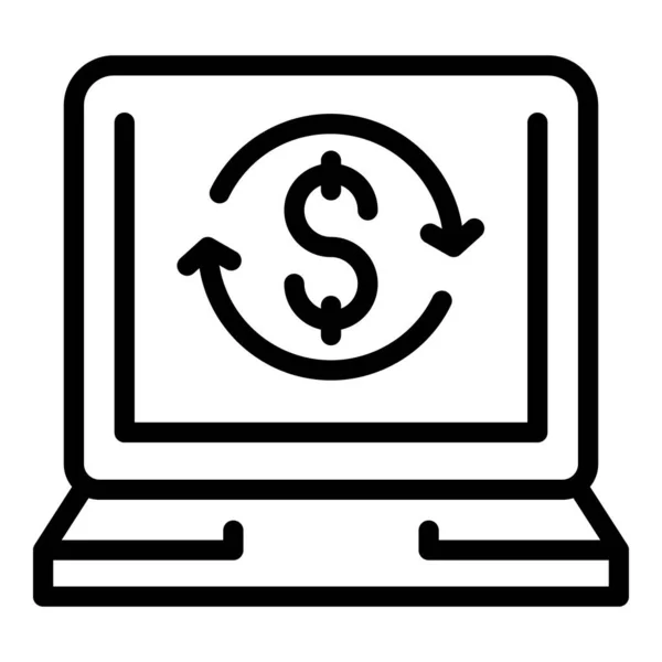 Laptop Finanças Ícone Contorno Vetor Incubadora Negócios Inicialização Ideias — Vetor de Stock