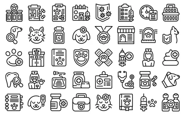 stock vector Pets vaccination icons set outline vector. Dog pet. Animal cat