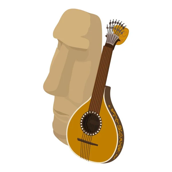 Portekiz Kültür Ikonu Izometrik Vektörü Taş Surat Geleneksel Portekiz Gitarı — Stok Vektör
