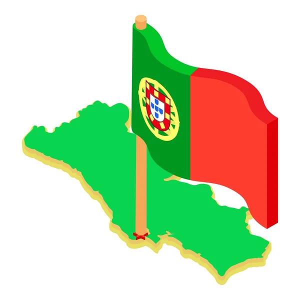 葡萄牙符号图标等距矢量 国家地图上的国家船旗 国家象征 国家领土 — 图库矢量图片