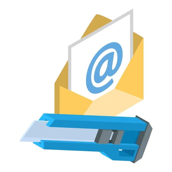 Office Konzept Symbol Isometrischen Vektor Offener Umschlag Mit Mail Briefpapier — Stockvektor