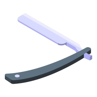 Çelik ustura ikon izometrik vektörü. Yüz güzelliği. Tıraş oluyorum.