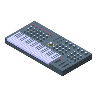 Tekno sentezleyici ikon izometrik vektörü. DJ sanatı. Piyano enstrümanı